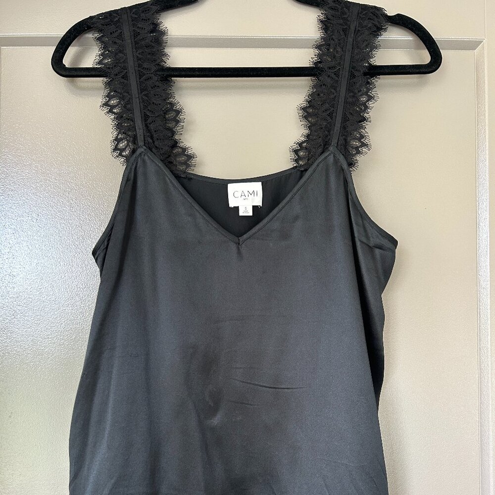 Black Satin and Lace Cami NYC Top